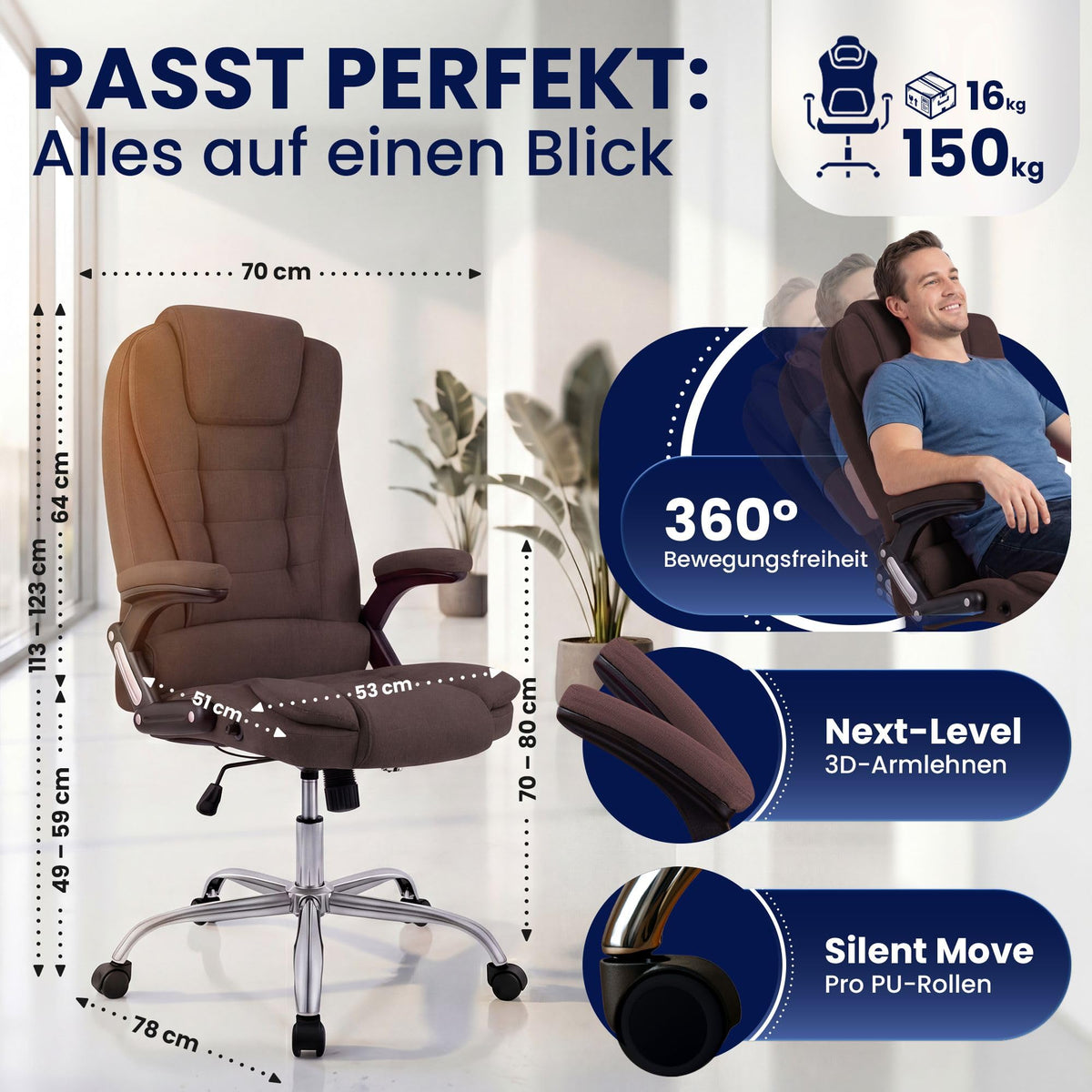 Toimistotuoli Poly 150 kg