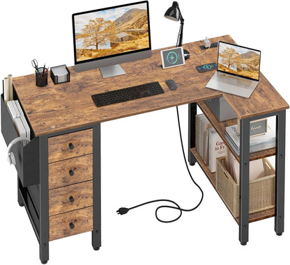 Kirjoituspöytä AC/USB L-Shape 120X50 cm