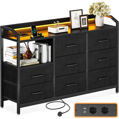 Lipasto LED 2 AC/USB 8 Laatikkoa 110 cm