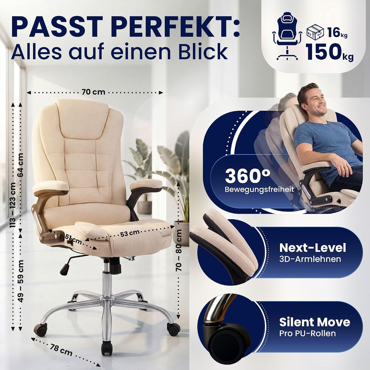 Toimistotuoli Poly 150 kg