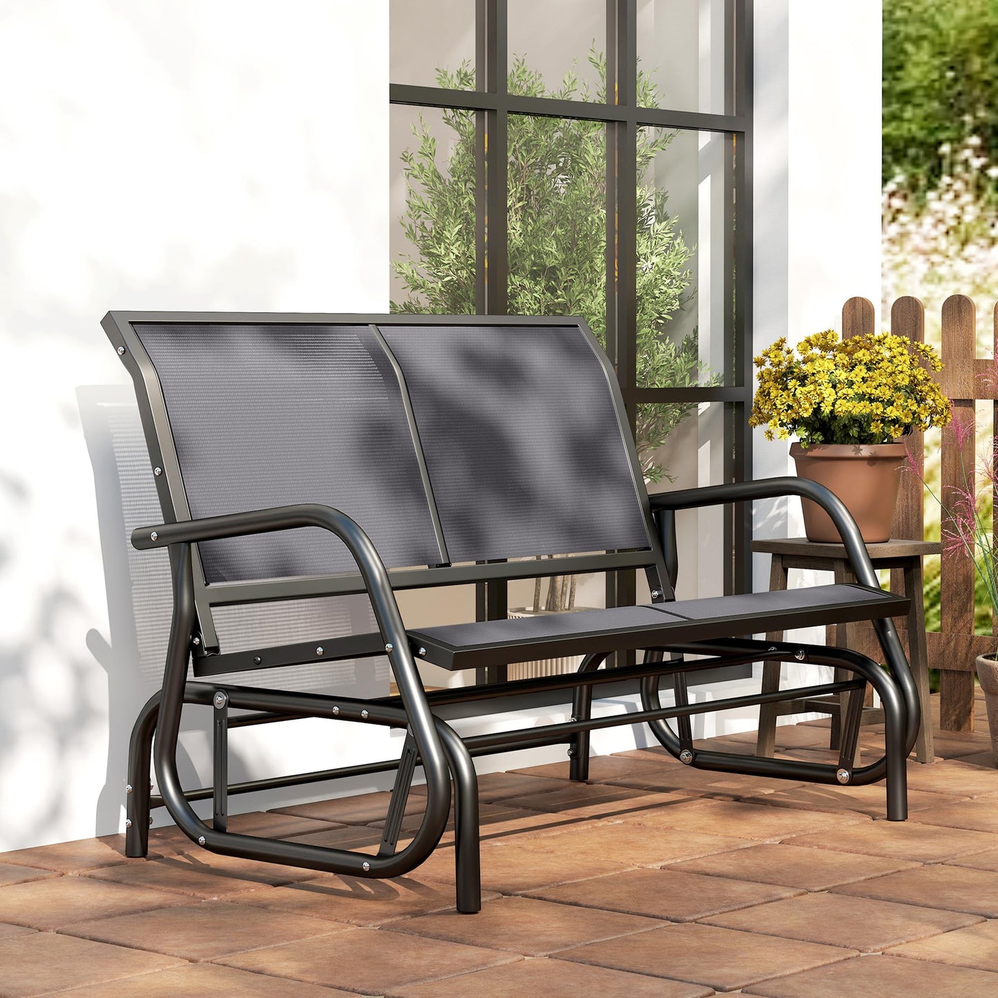 Keinupenkki 2-hengen 120 x 70 x 85 cm Harmaa