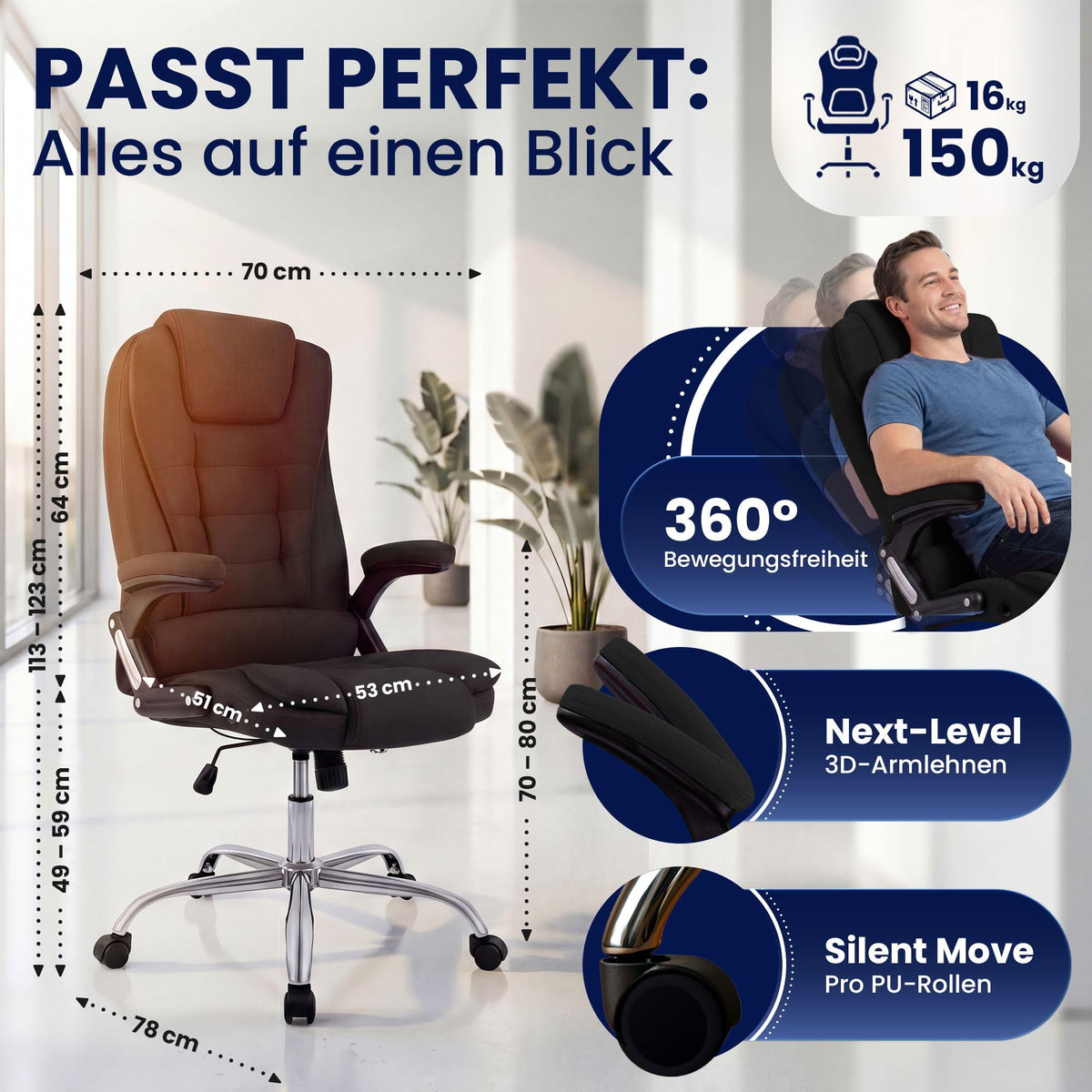 Toimistotuoli Poly 150 kg