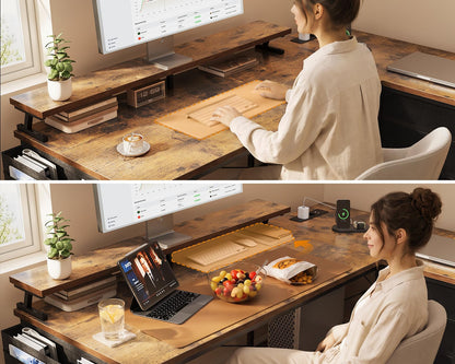 Toimistopöytä L-Shape AC/Usb Led Taso 140×80 cm