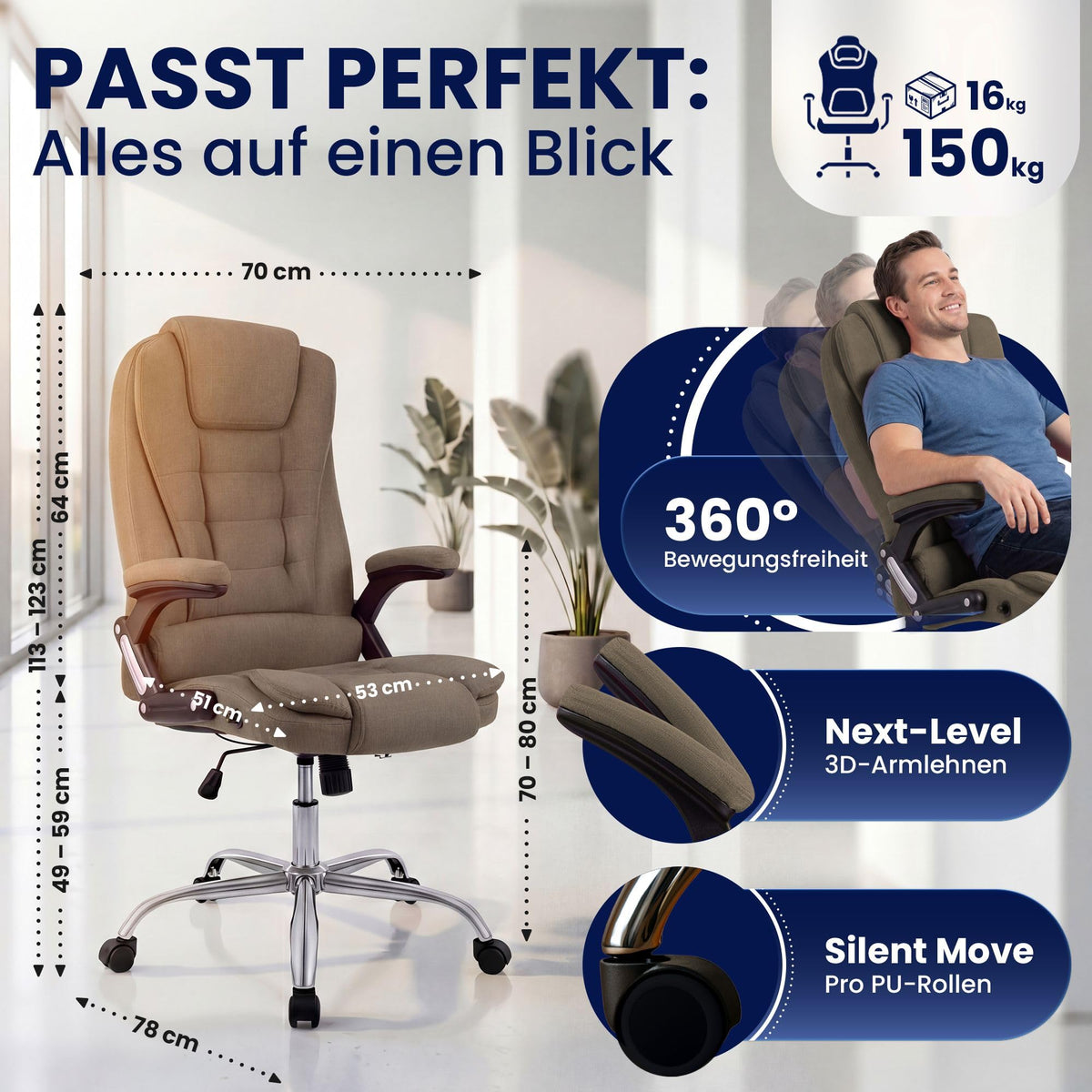 Toimistotuoli Poly 150 kg
