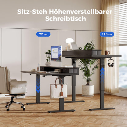 Sähköpöytä Laatikoilla Musta 100 x 60 cm