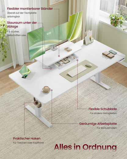 Sähköpöytä Valkoinen Näyttötasolla 140 x 70 cm