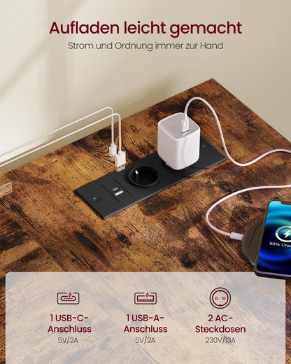 Kirjoituspöytä USB/AC L-Shape 4 Laatikolla