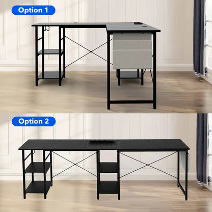 Työpöytä AC/USB L-Shape 140 cm