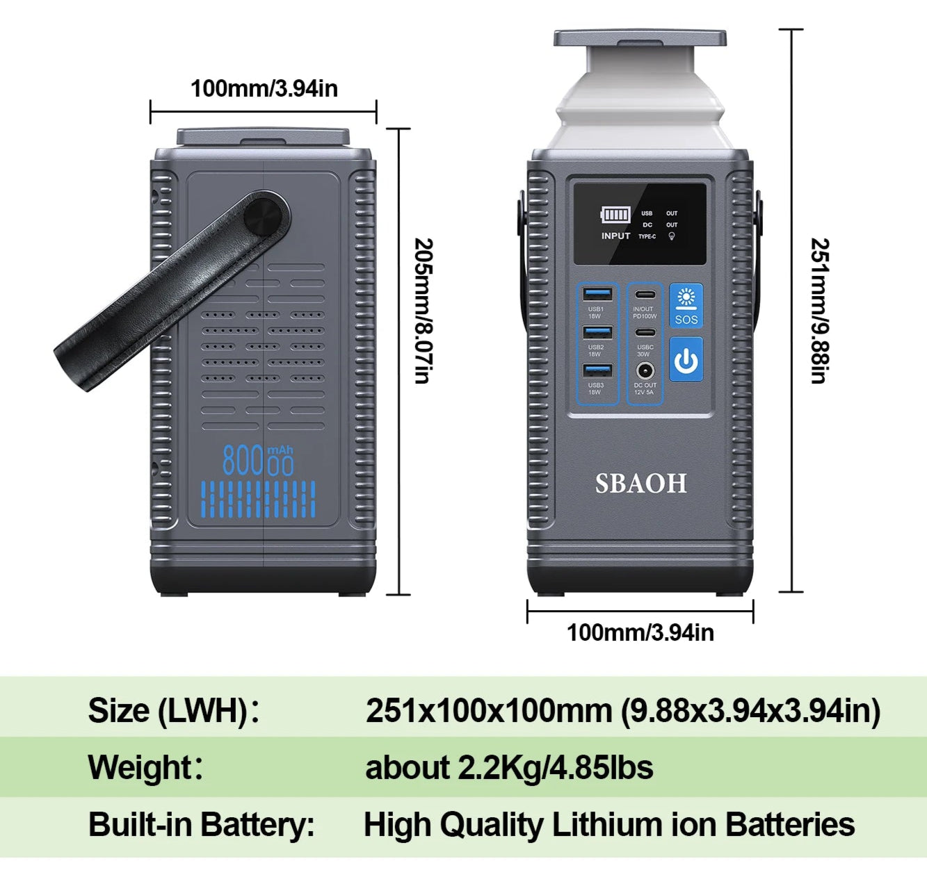 Kannettava Virta-asema 80000mAh 296Wh