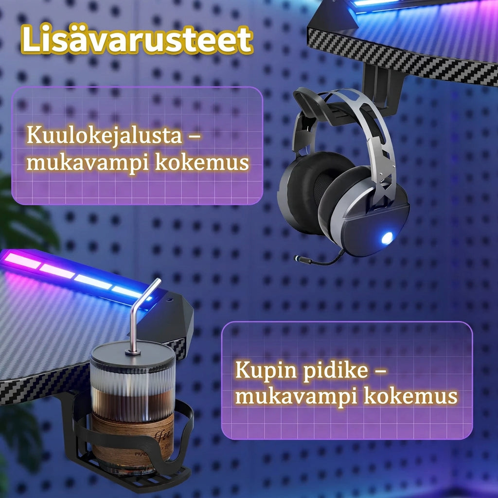 Pelipöytä 120/140/160cm RGB LED