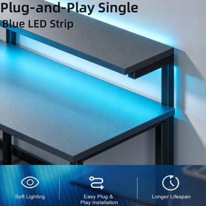 Toimistopöytä L-Shape AC/USB Led Laatikoilla 120/140cm