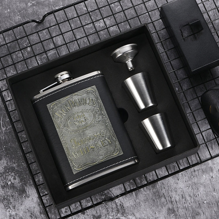 Portable Stainless Steel Hip Flask Set With Wine Glass Funnel, Style:, 8OZ New Jack Patch Core, 8OZ Old Jack Patch Core, 8OZ Old Man Patch Core, 8OZ Yellow Floral Pattern Core, 7OZ Black Leather Jack Gray, 7OZ Yellow Leather Jack Old Man Gray          ...