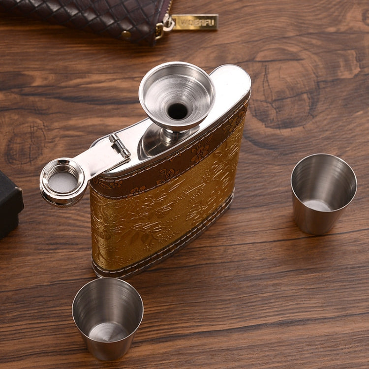 Portable Stainless Steel Hip Flask Set With Wine Glass Funnel, Style:, 8OZ New Jack Patch Core, 8OZ Old Jack Patch Core, 8OZ Old Man Patch Core, 8OZ Yellow Floral Pattern Core, 7OZ Black Leather Jack Gray, 7OZ Yellow Leather Jack Old Man Gray          ...