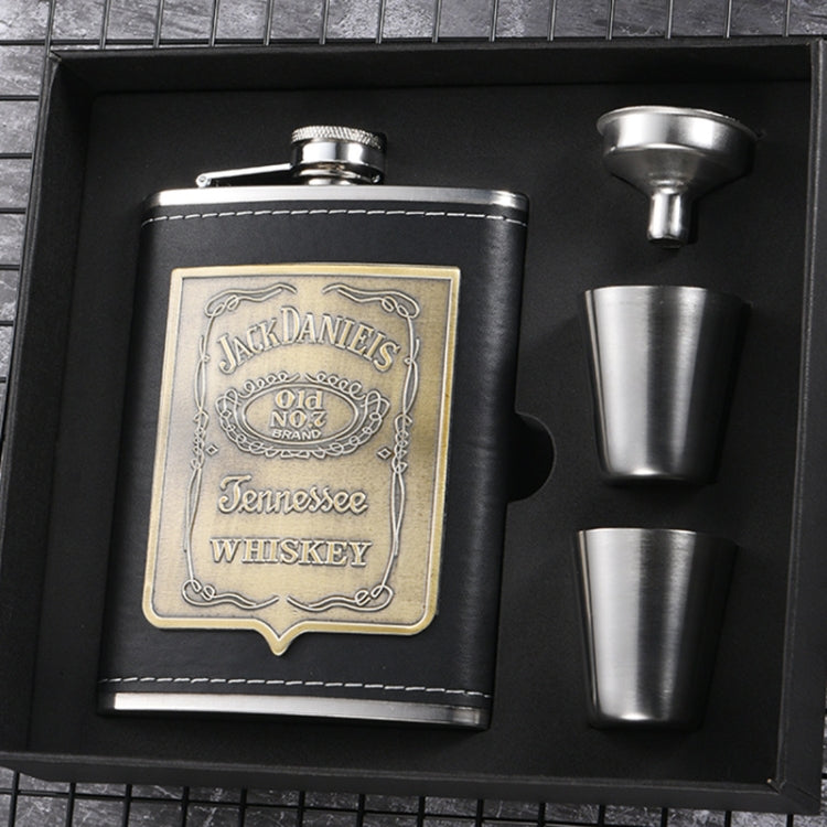 Portable Stainless Steel Hip Flask Set With Wine Glass Funnel, Style:, 8OZ New Jack Patch Core, 8OZ Old Jack Patch Core, 8OZ Old Man Patch Core, 8OZ Yellow Floral Pattern Core, 7OZ Black Leather Jack Gray, 7OZ Yellow Leather Jack Old Man Gray          ...