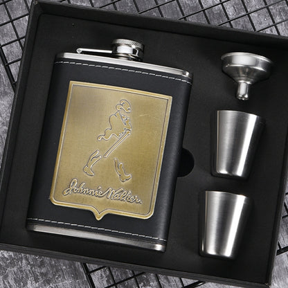 Portable Stainless Steel Hip Flask Set With Wine Glass Funnel, Style:, 8OZ New Jack Patch Core, 8OZ Old Jack Patch Core, 8OZ Old Man Patch Core, 8OZ Yellow Floral Pattern Core, 7OZ Black Leather Jack Gray, 7OZ Yellow Leather Jack Old Man Gray          ...