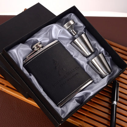 Portable Stainless Steel Hip Flask Set With Wine Glass Funnel, Style:, 8OZ New Jack Patch Core, 8OZ Old Jack Patch Core, 8OZ Old Man Patch Core, 8OZ Yellow Floral Pattern Core, 7OZ Black Leather Jack Gray, 7OZ Yellow Leather Jack Old Man Gray          ...