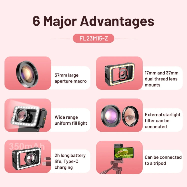 APEXEL 15X  Macro Lens LED KIT