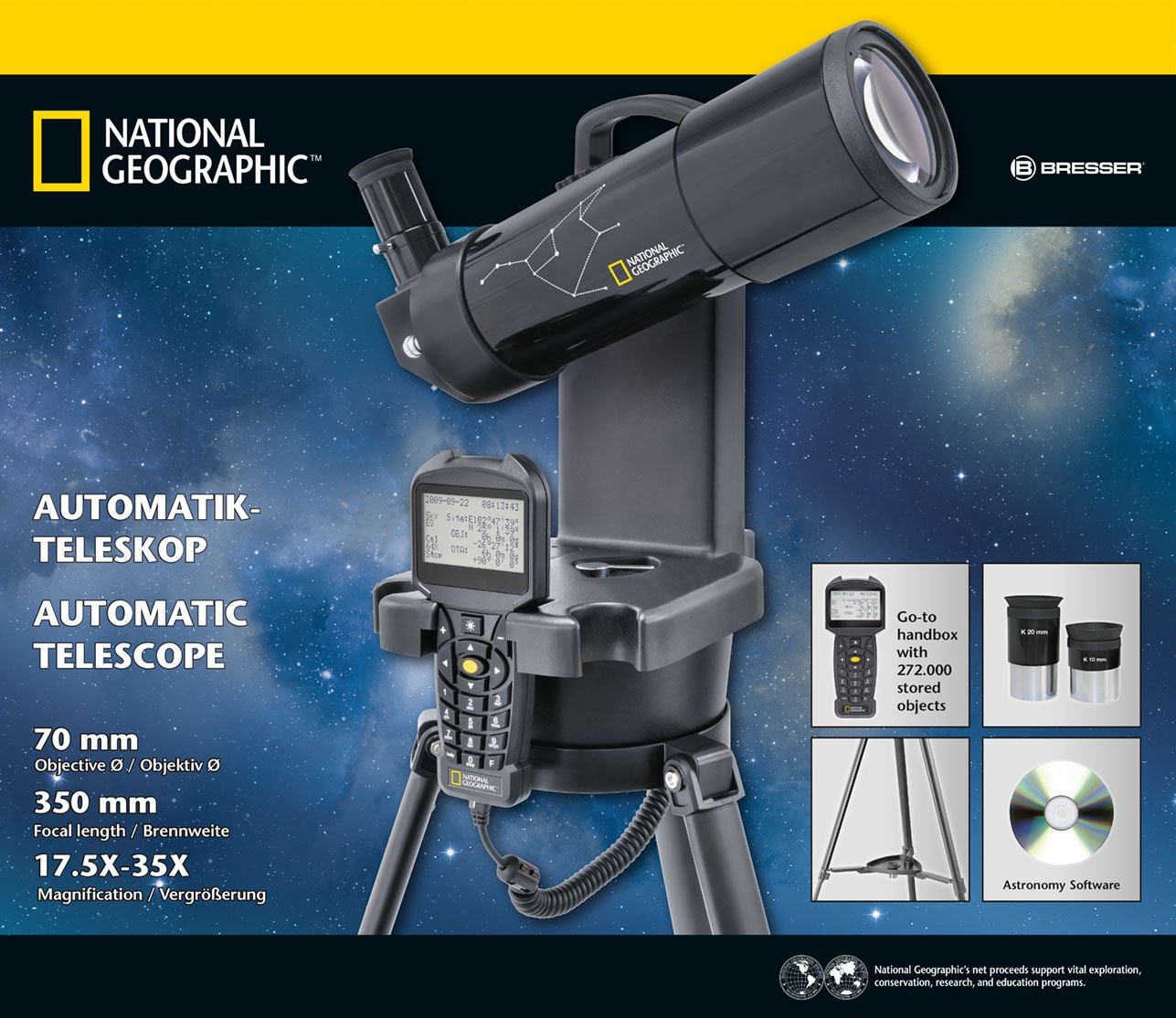 National Geographic 70/350 GoTo teleskooppi tietokoneohjauksella