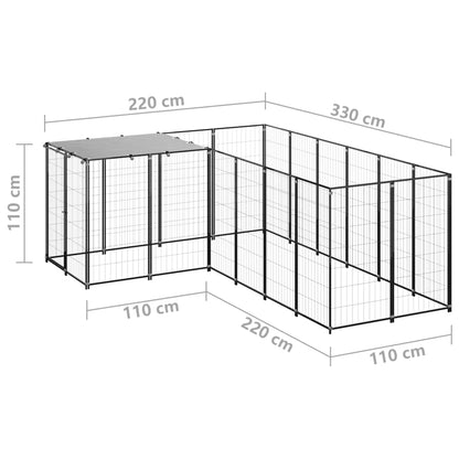 Koiranhäkki musta 4,84 m² teräs